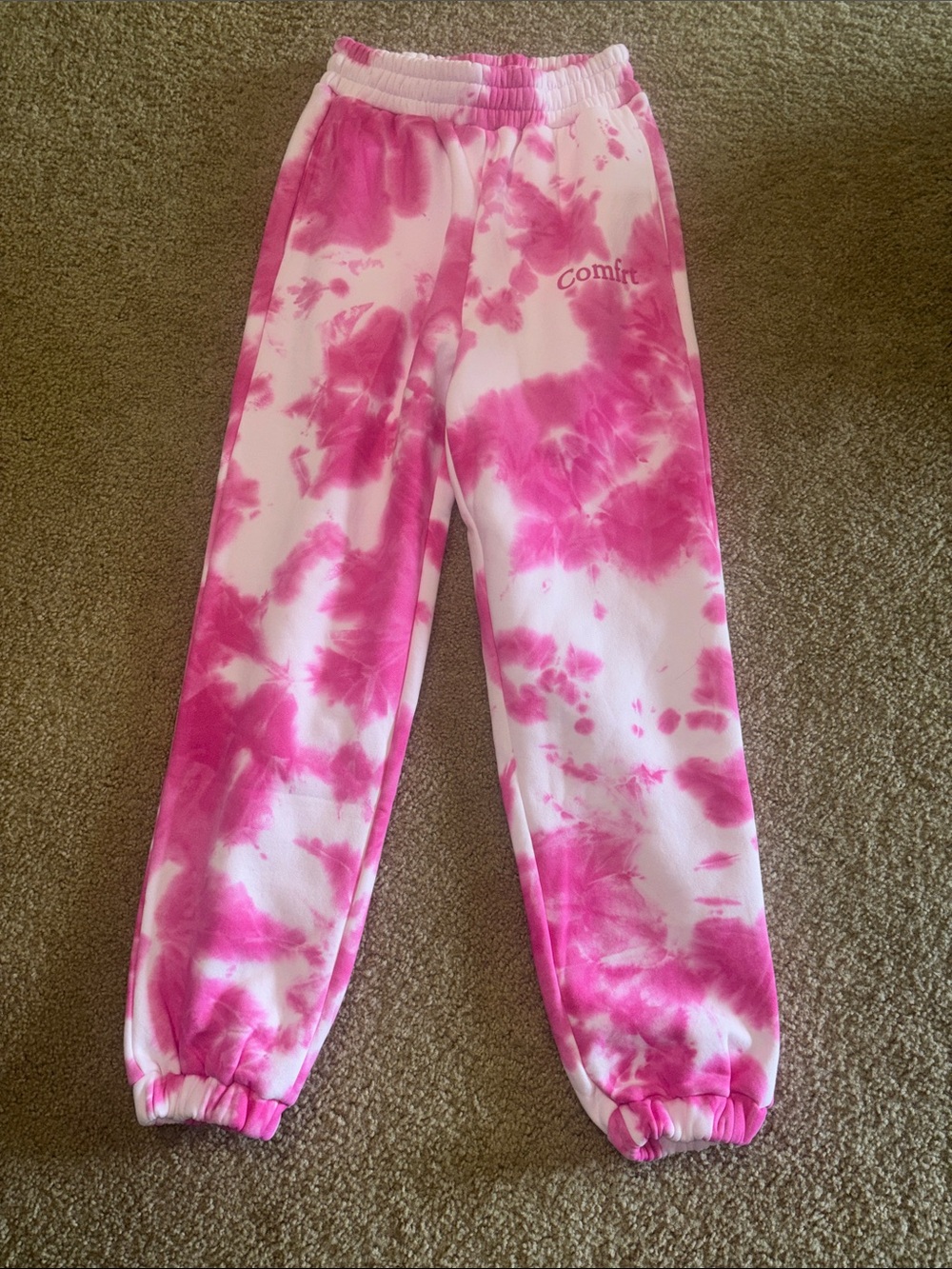 Comfrt Raspberry Pink Tie-Dye Jogger Sweatpants